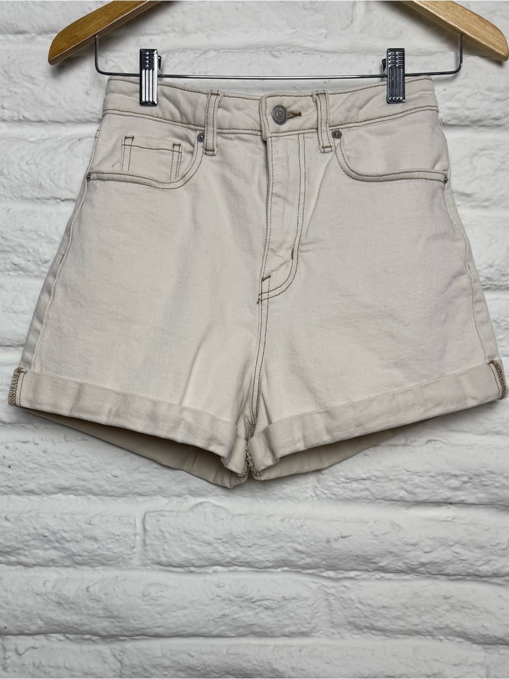 wild fable Cream High-Rise Rolled Hem Jean Shorts